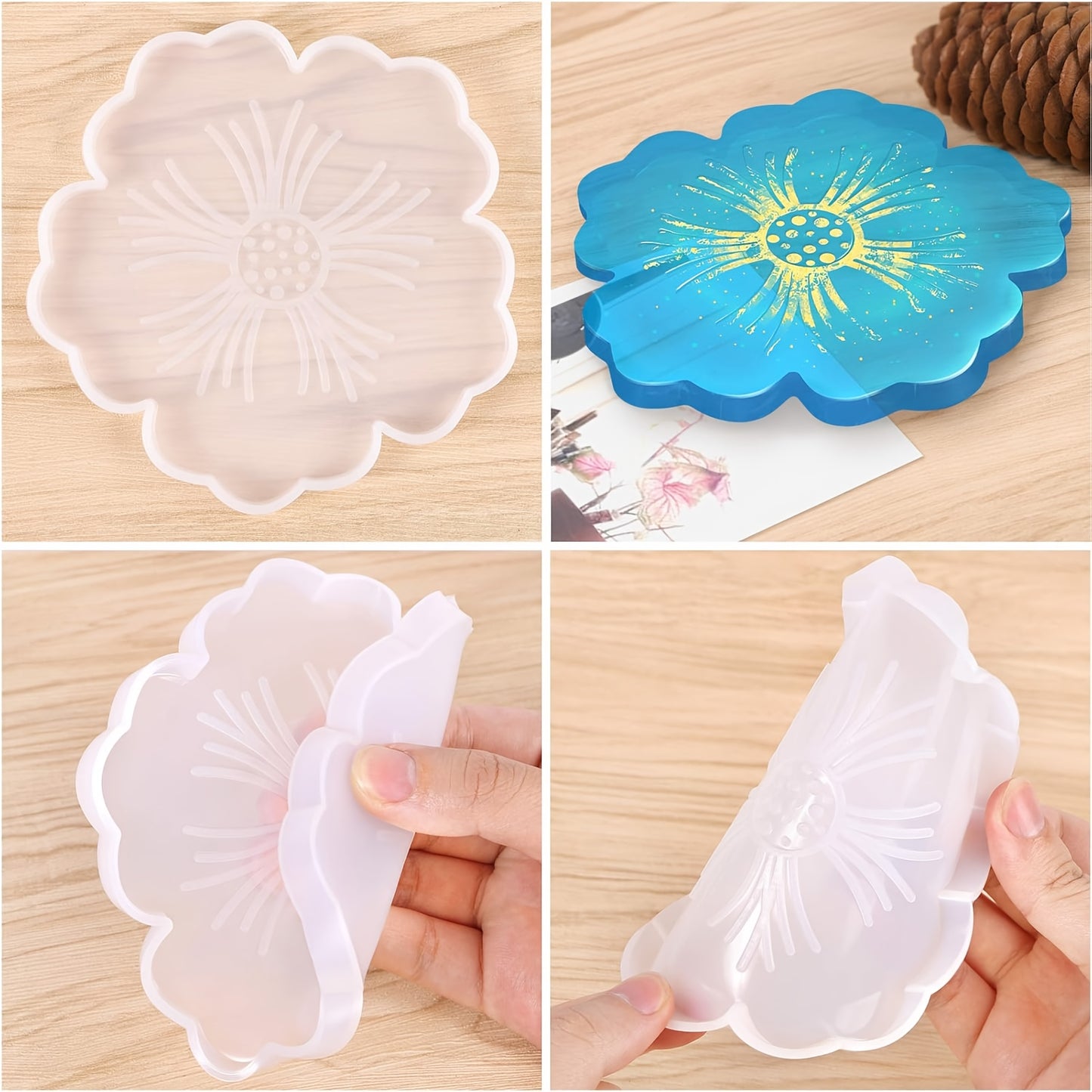 Large Flower Resin Tray And Coaster Mold