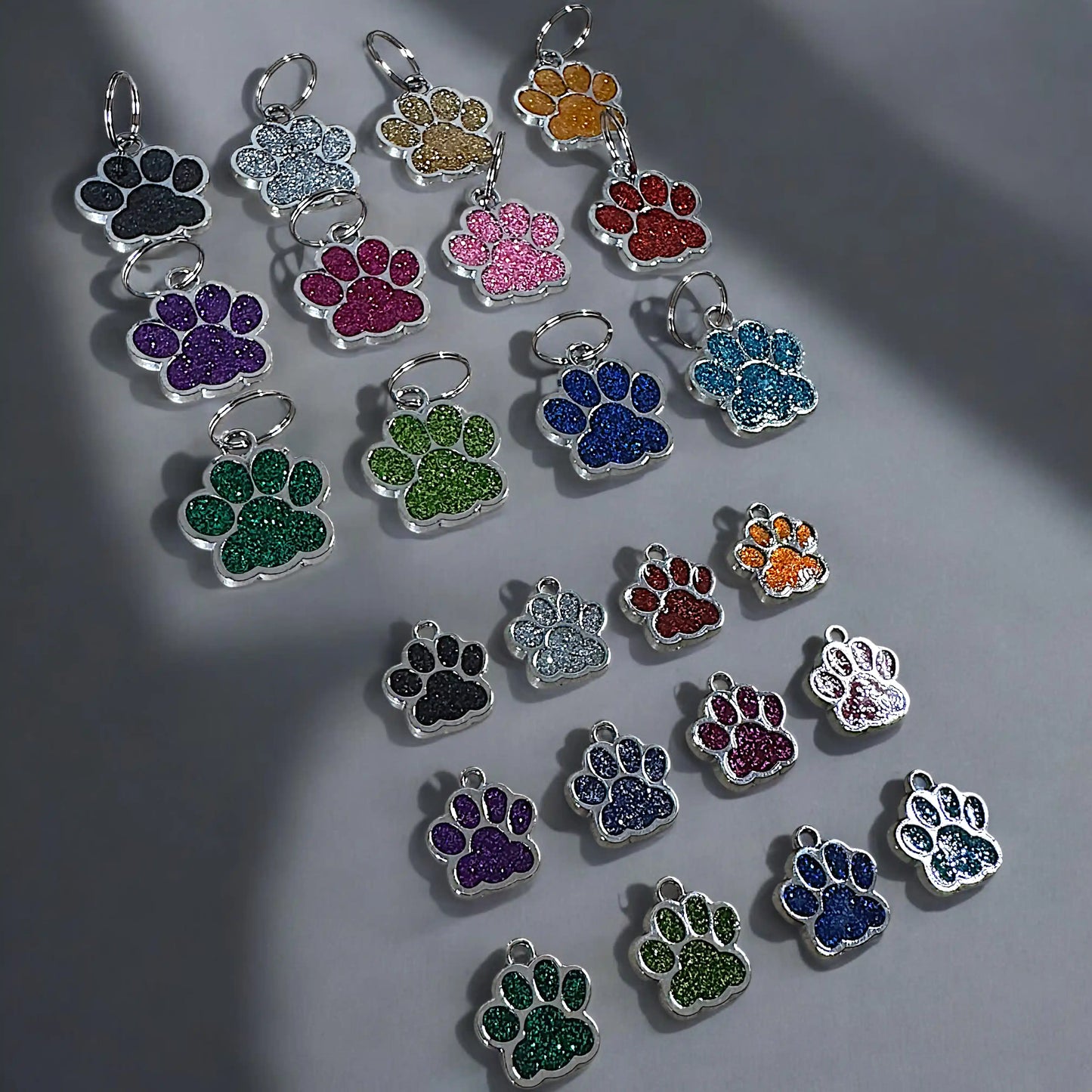 Engraved Glittery Paw Pet Tag