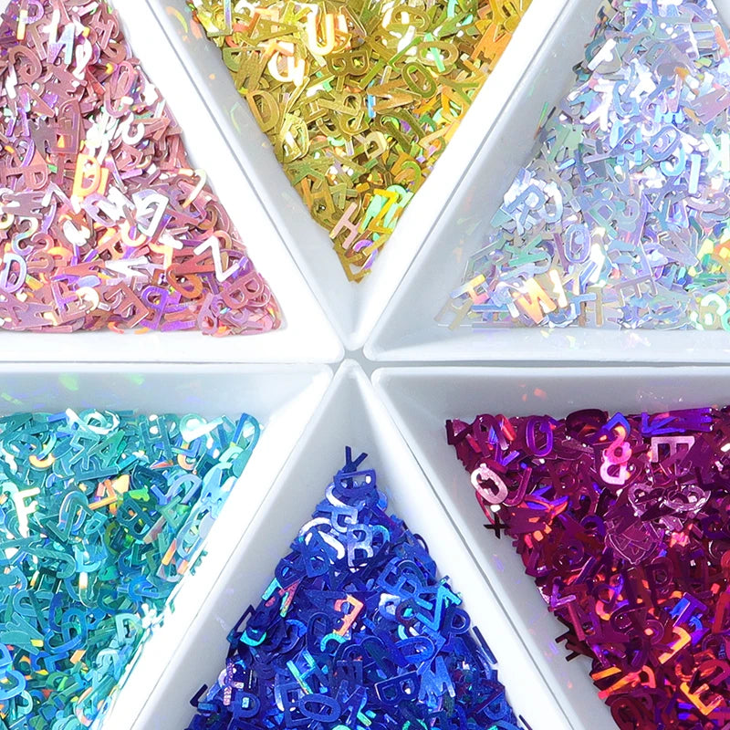 Holographic Glitter Alphabet Flakes