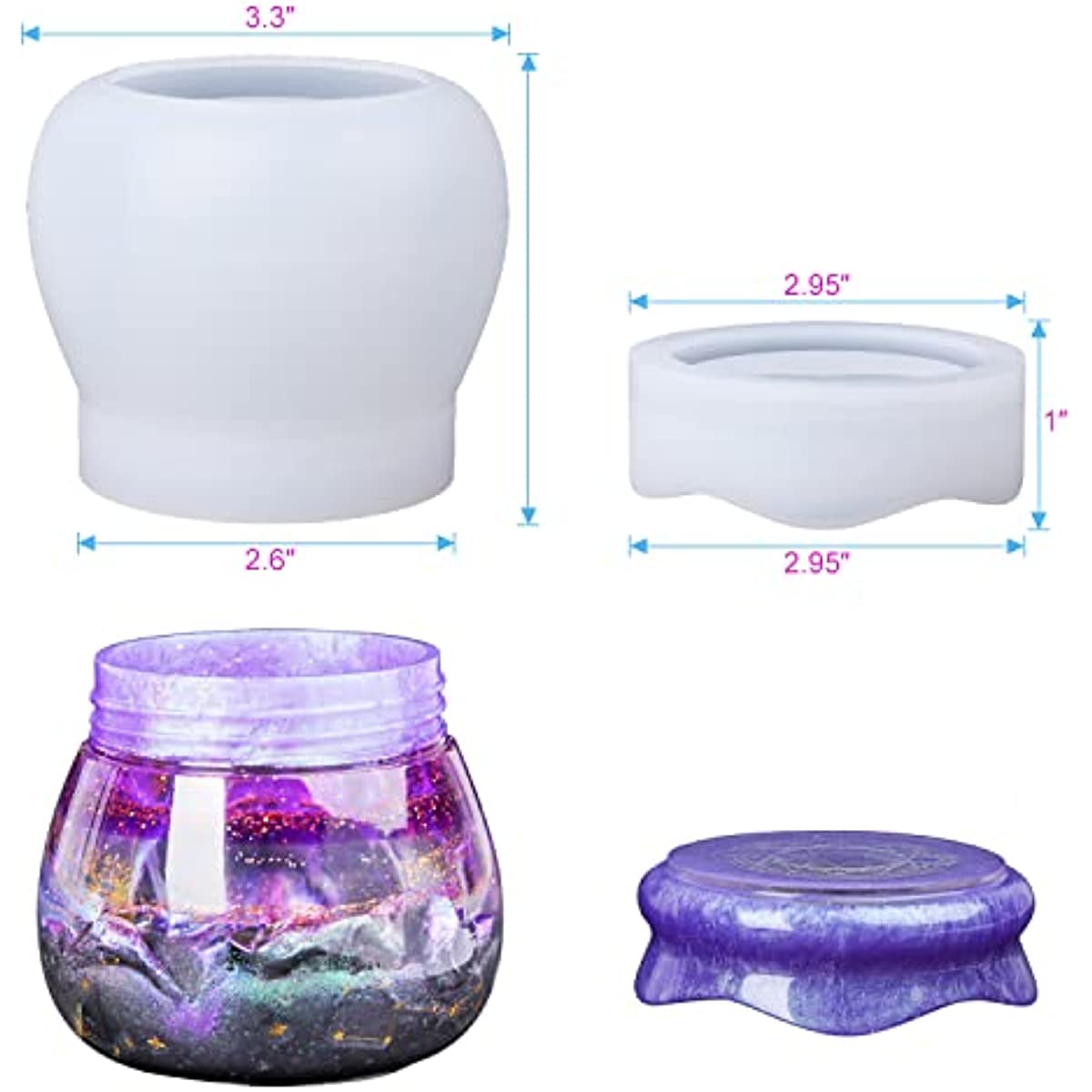 1set Jar Resin Silicone Mold With Lid