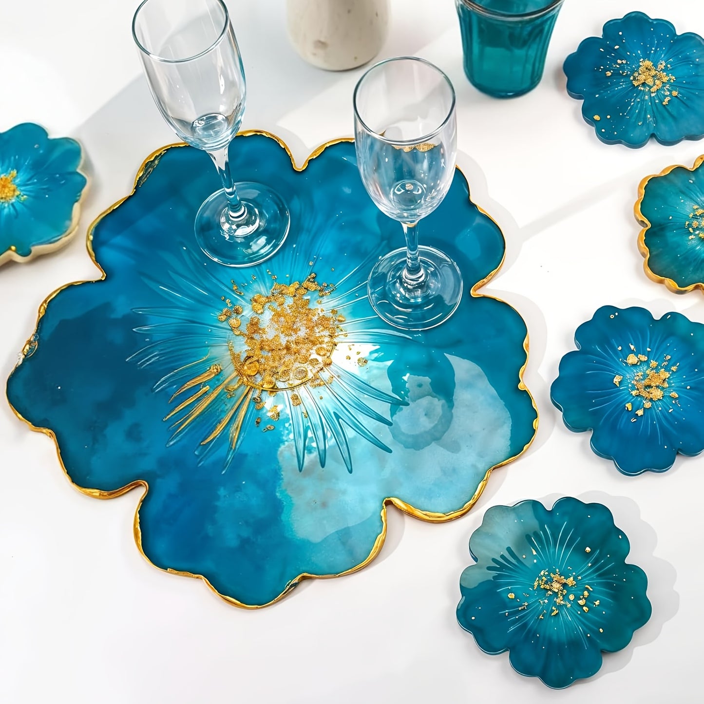 Large Flower Resin Tray And Coaster Mold