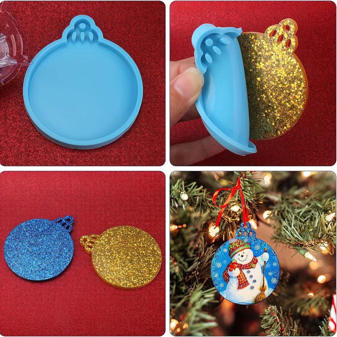 4pcs Festive Silicone Mold for DIY Christmas Ornaments