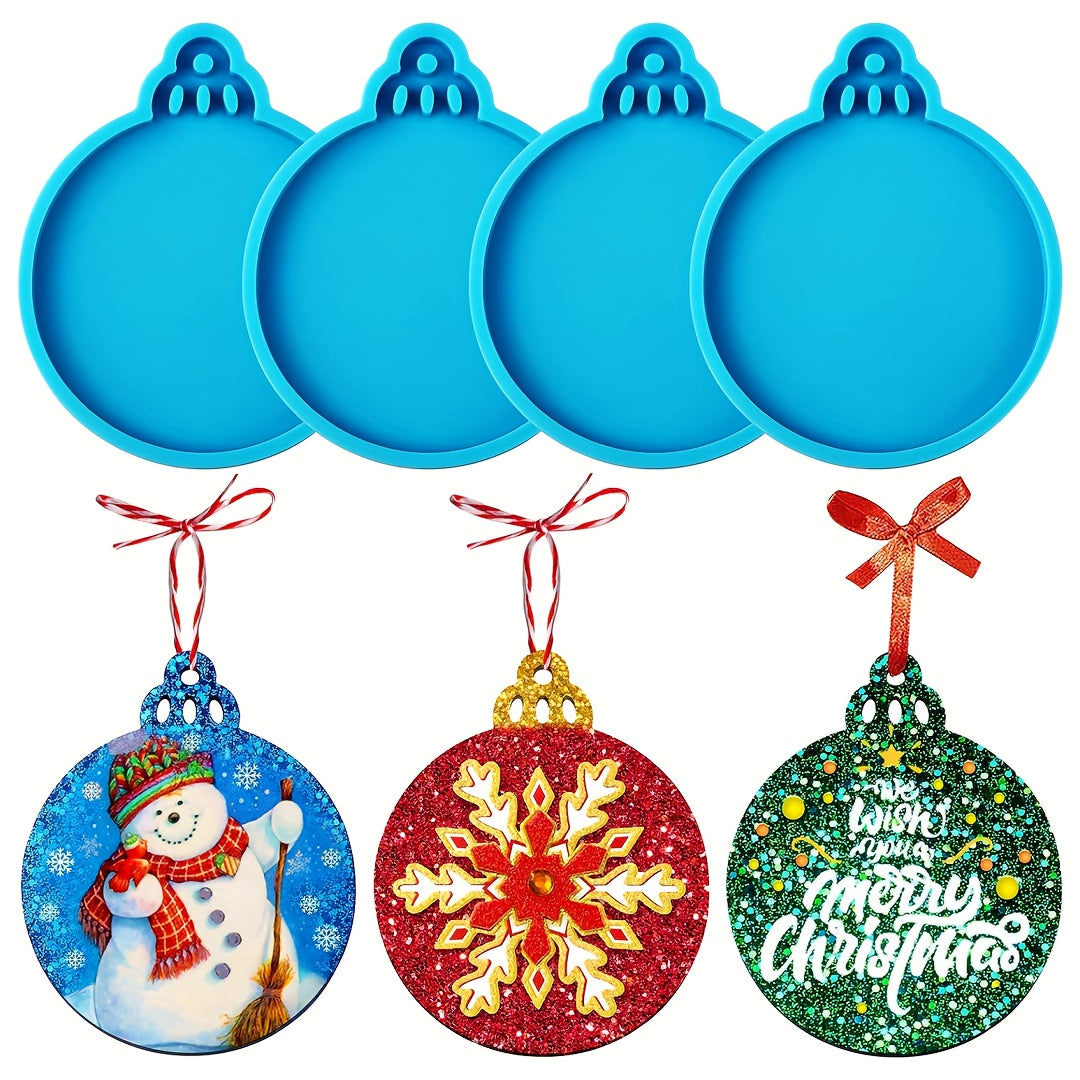 4pcs Festive Silicone Mold for DIY Christmas Ornaments