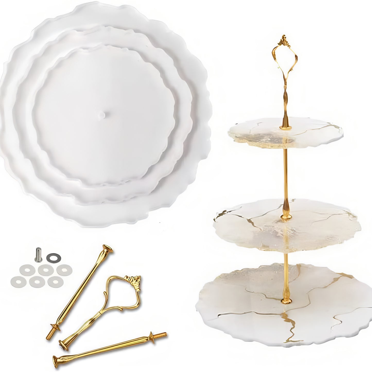 3-Layer Tray Resin Silicone Mold with Hardware Accessories