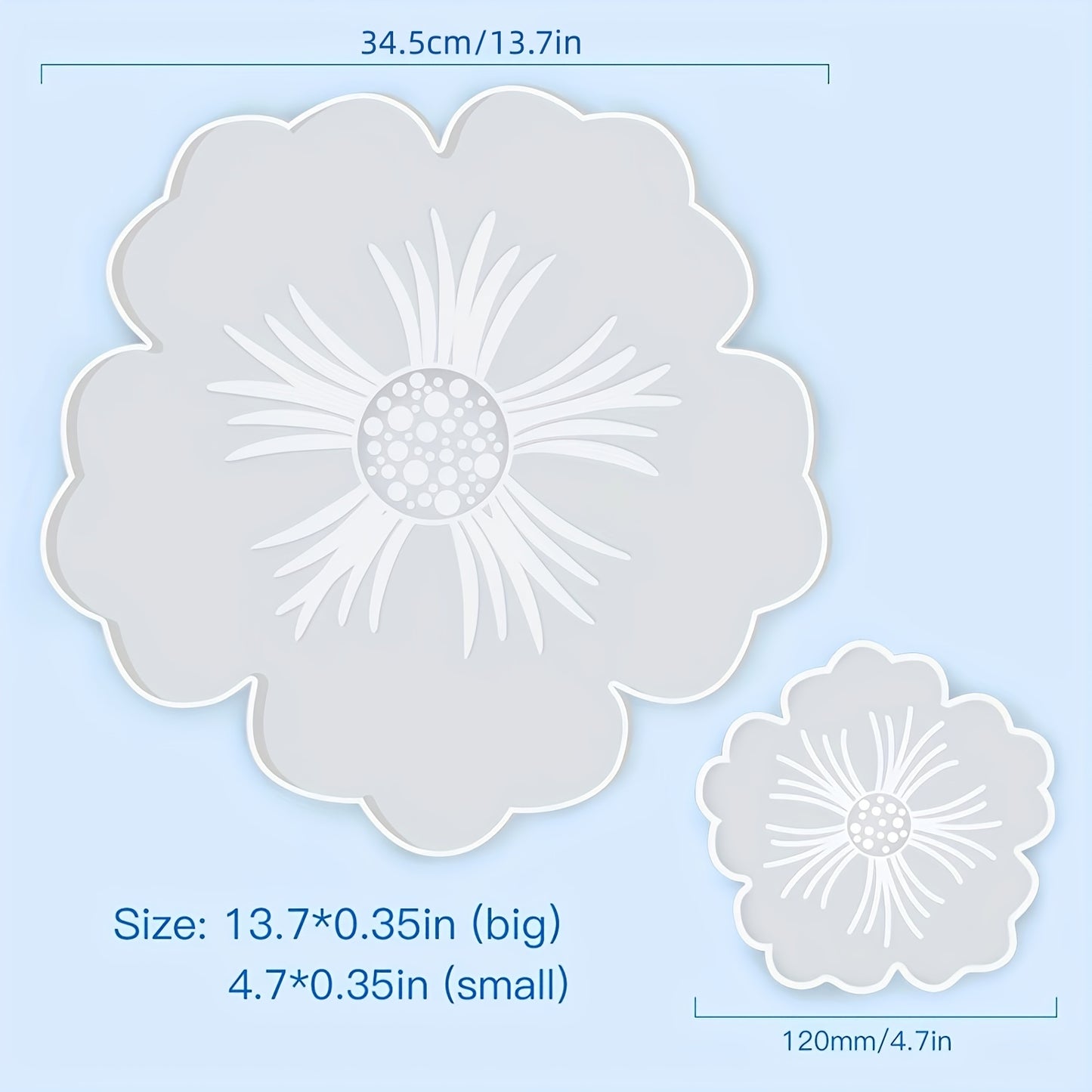 Large Flower Resin Tray And Coaster Mold