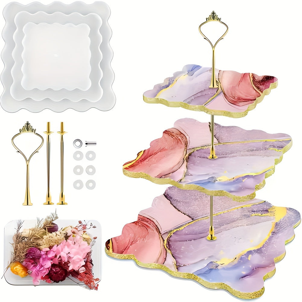 3-Layer Tray Resin Silicone Mold with Hardware Accessories