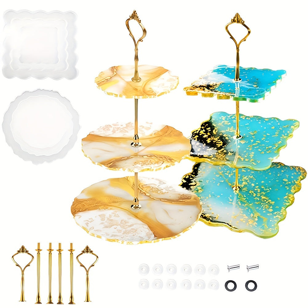 3-Layer Tray Resin Silicone Mold with Hardware Accessories