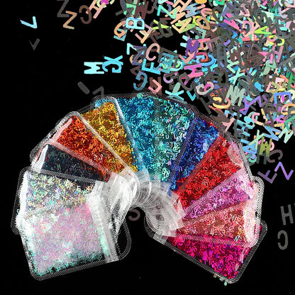 Holographic Glitter Alphabet Flakes