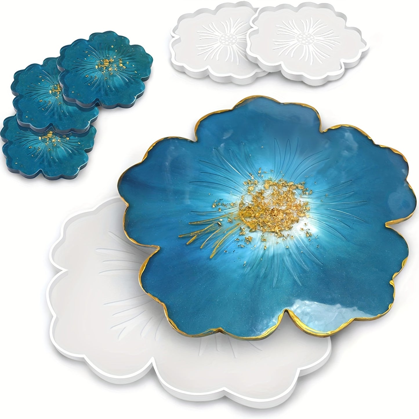 Large Flower Resin Tray And Coaster Mold