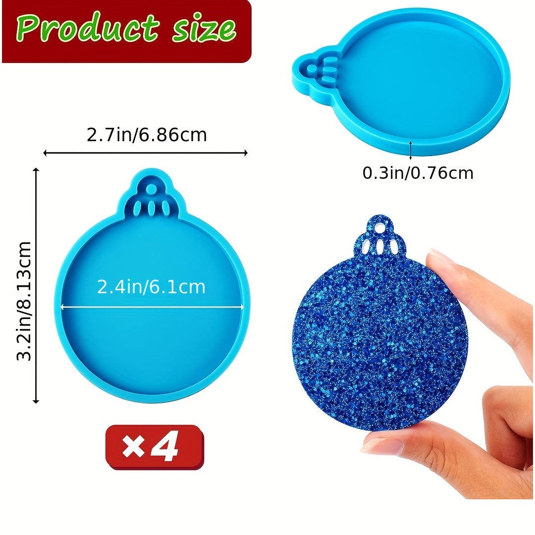 4pcs Festive Silicone Mold for DIY Christmas Ornaments