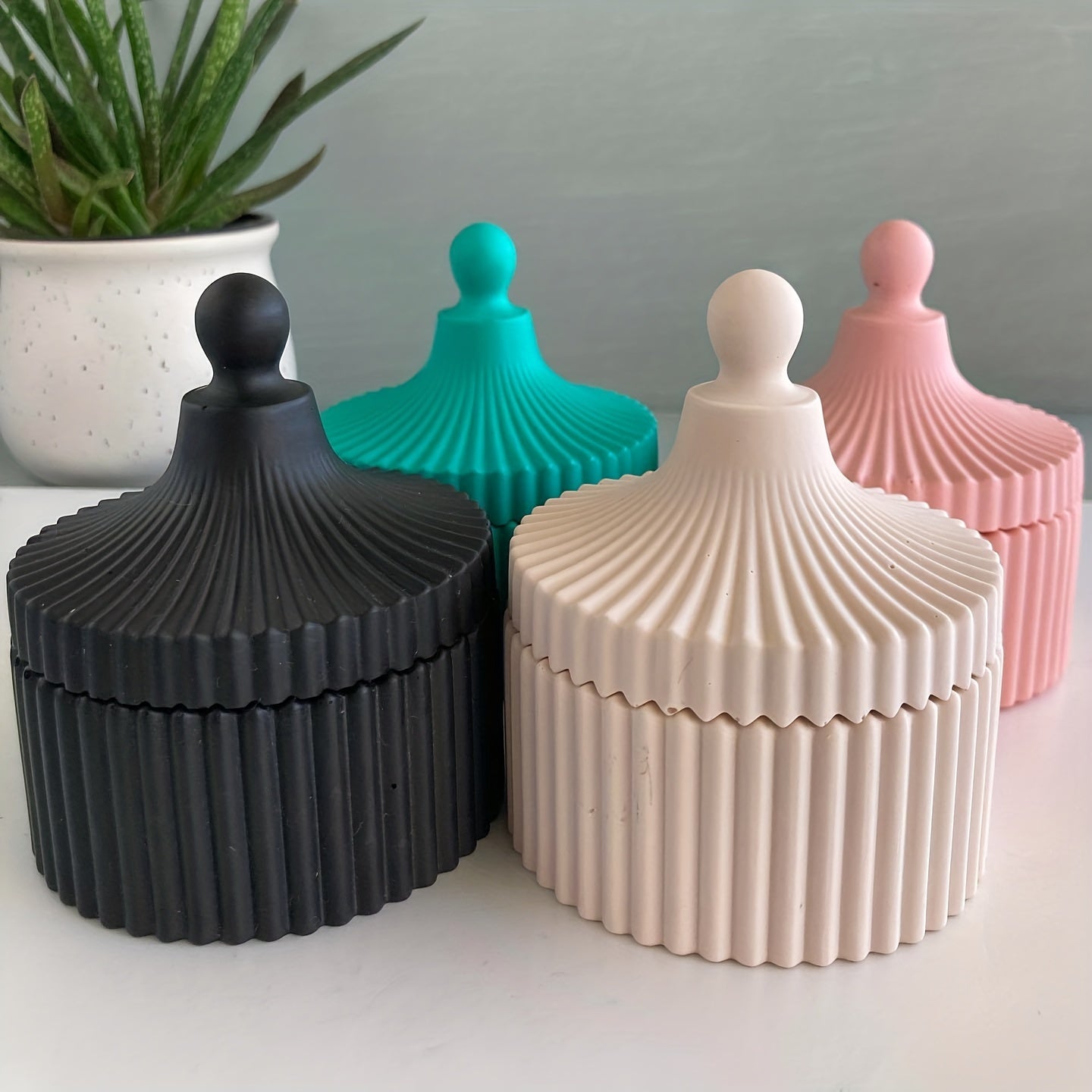 Stripe Box Jar Resin Mold With Lid