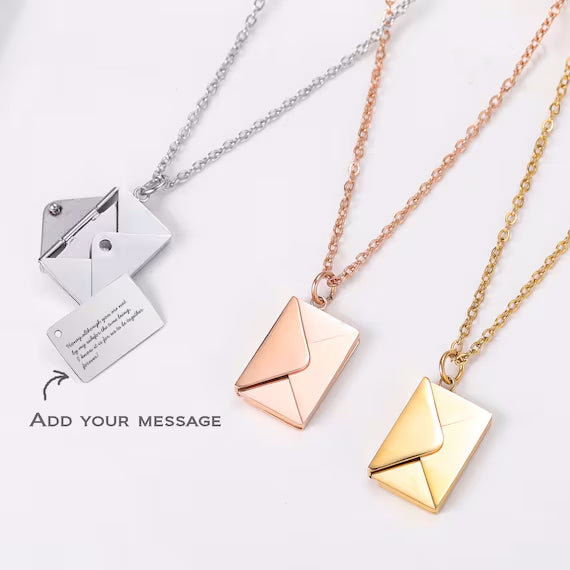 Envelope Necklace With Personalised Letter